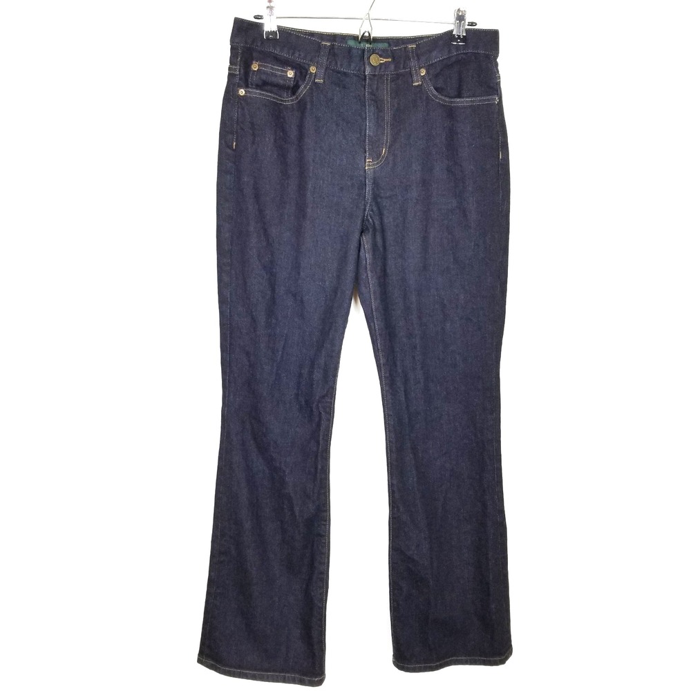 Lauren Ralph Lauren Women Boot Cut Jeans Sz 8 Navy‎ Classic Casual Mid Rise